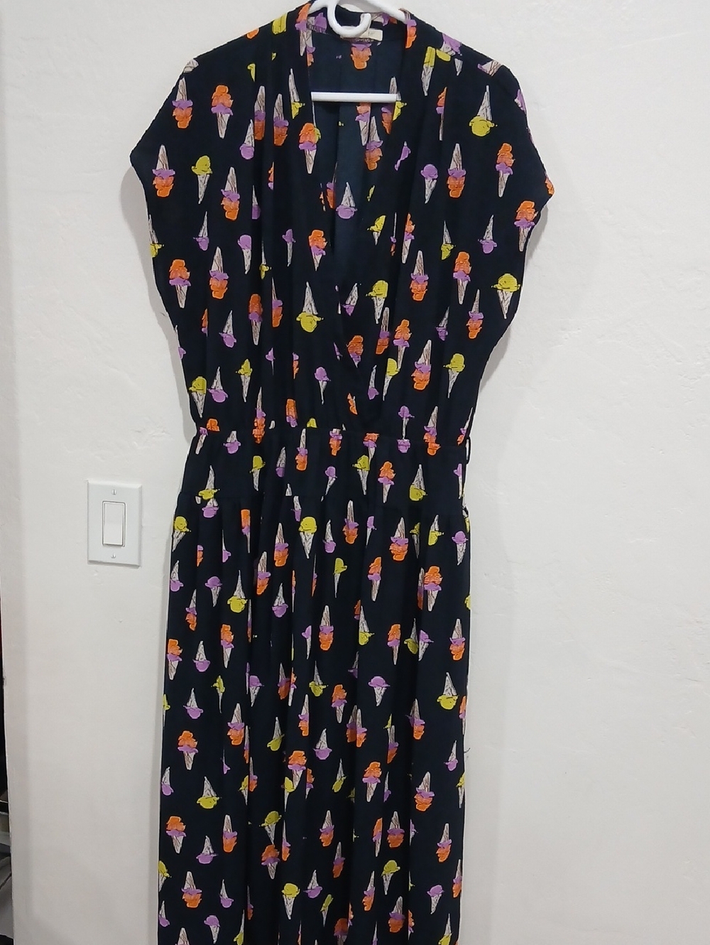 loralette Black Midi Dress with Colorful Ice Cream Print